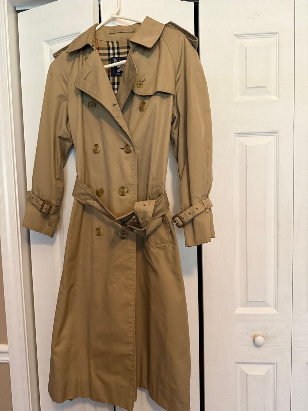 Burberry Tan Double-Breasted Trench Coat with Belt